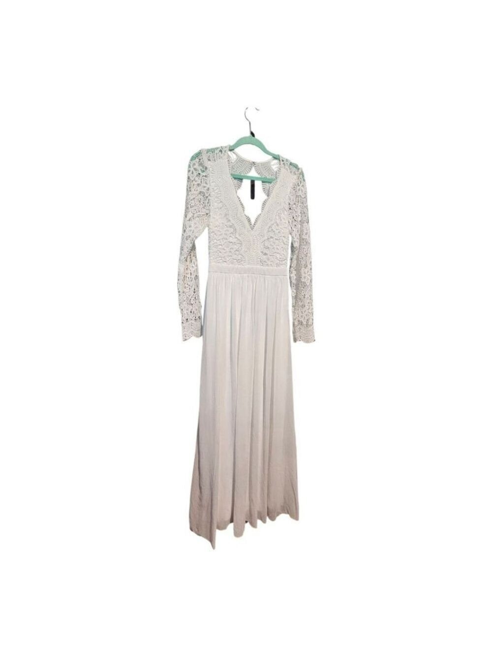 Lulus White Lace Long Sleeve Maxi Wedding Dress Size S - Picture 16 of 16